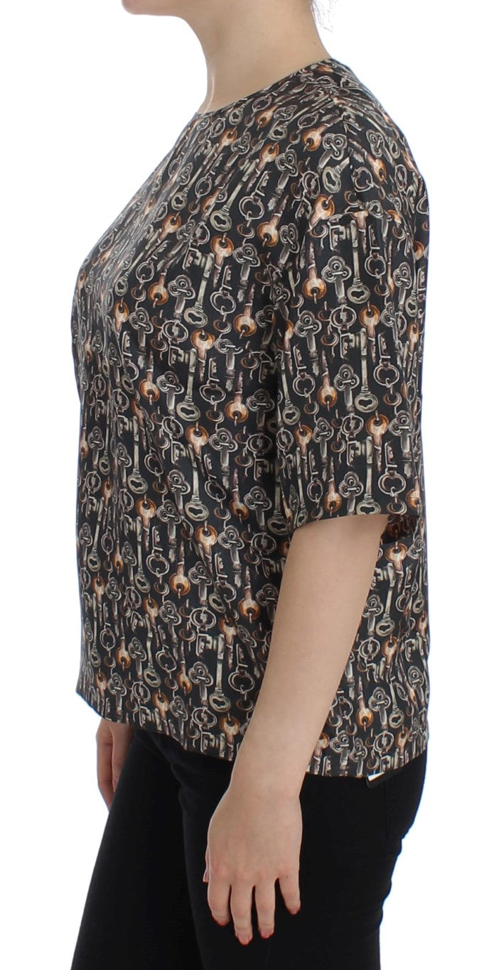 Dolce &amp; Gabbana Enchanted Sicily silk blouse with medieval key print