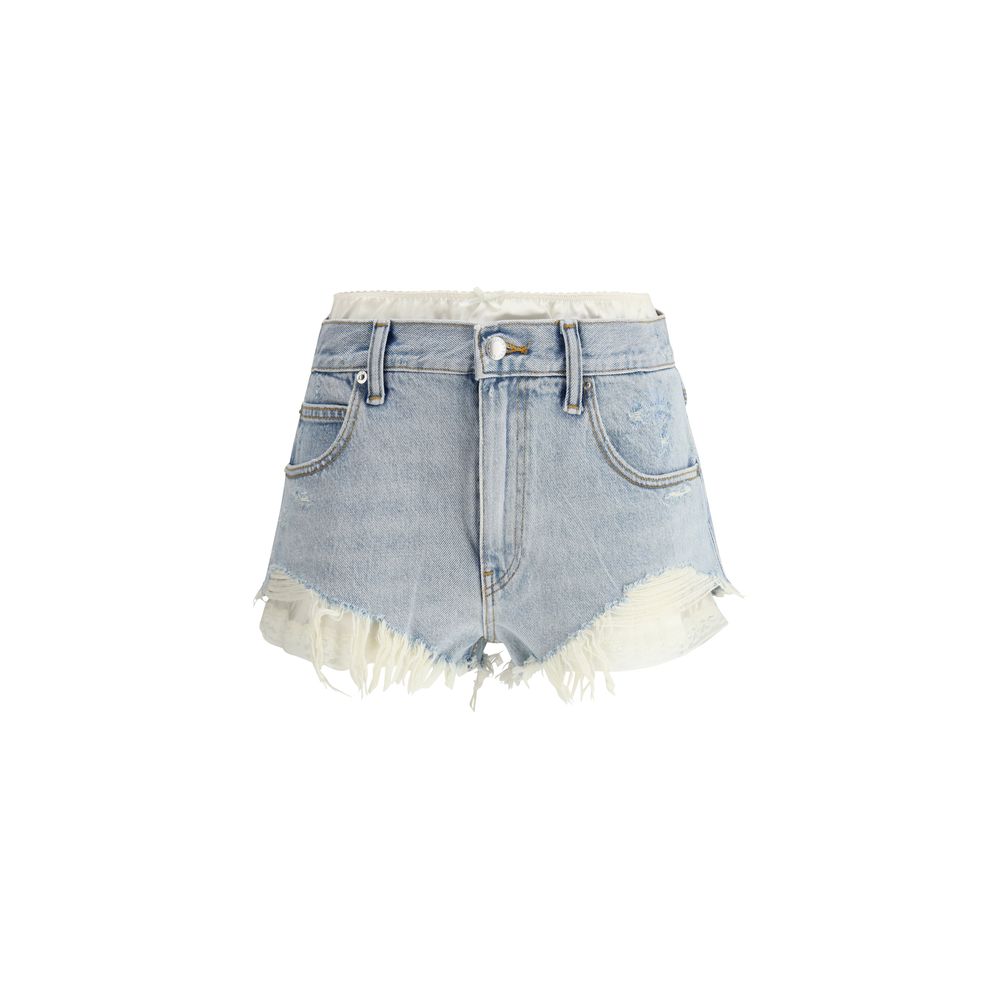 Alexander Wang Denim Shorts mit Seideneinsatz