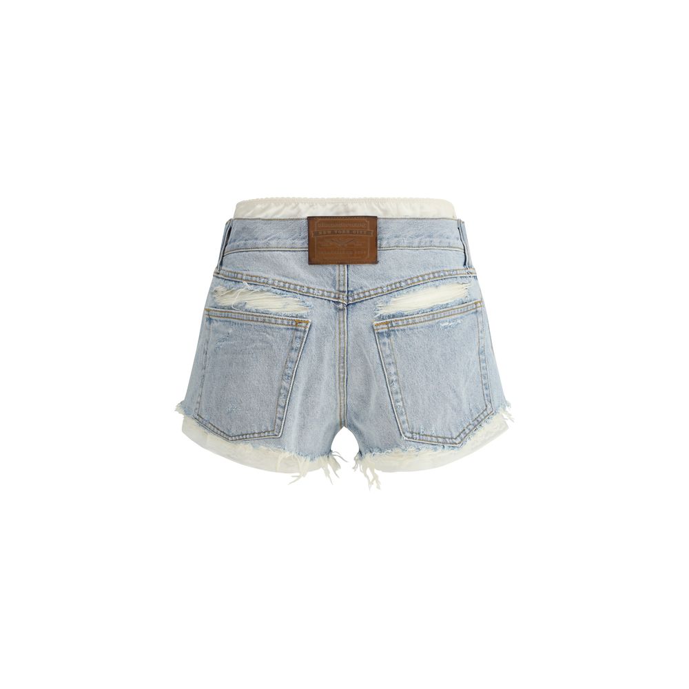 Alexander Wang Denim Shorts mit Seideneinsatz