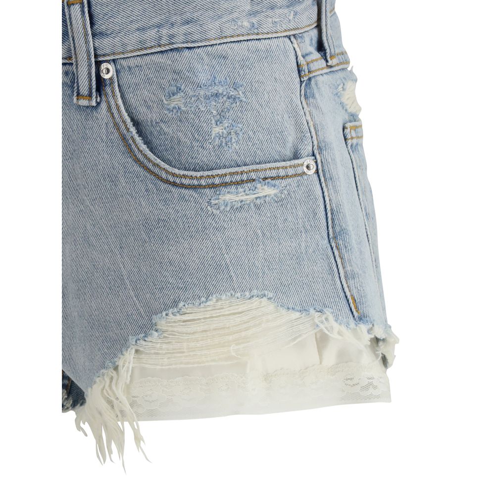 Alexander Wang Denim Shorts mit Seideneinsatz