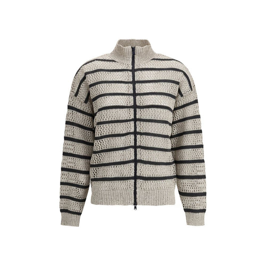 Brunello Cucinelli Cardigan mit offenem Strickmuster und Pailletten