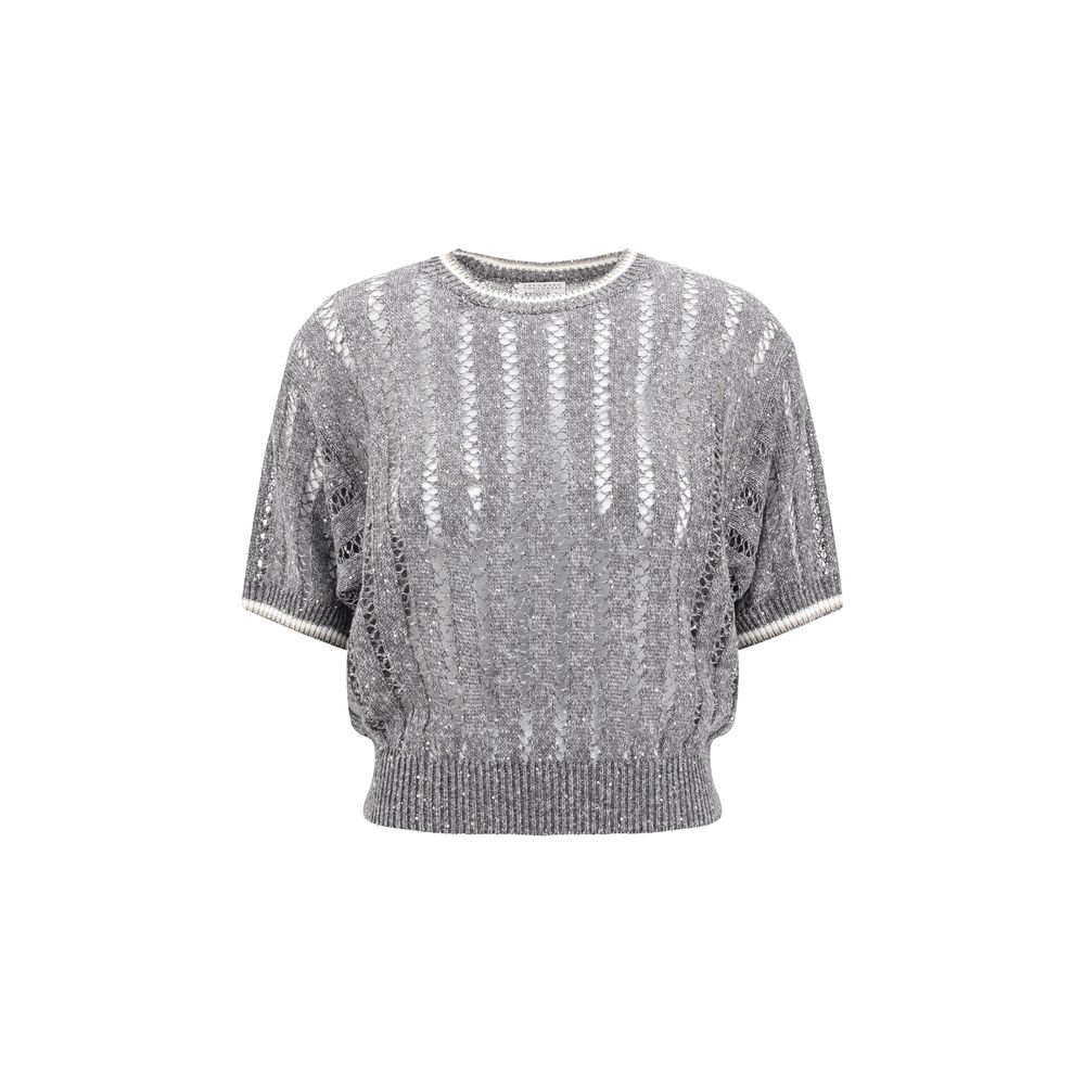 Brunello Cucinelli Durchbrochenes Strickmuster Pullover mit Pailletten