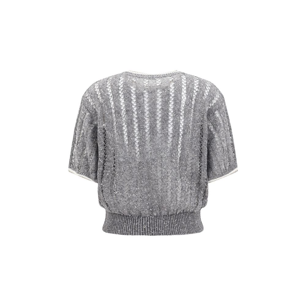 Brunello Cucinelli Durchbrochenes Strickmuster Pullover mit Pailletten