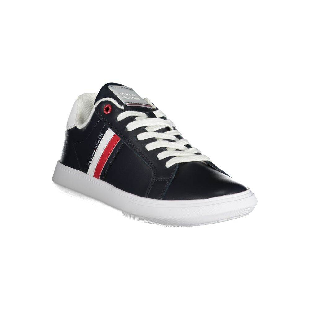 Tommy Hilfiger Schlichte blaue Schnürsenkel-Sneakers mit kontrastierenden Details