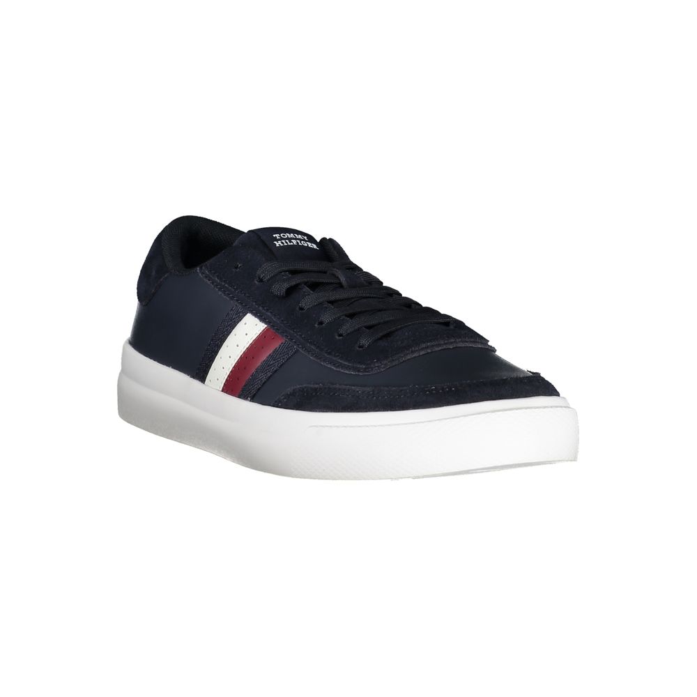 Tommy Hilfiger Schlichte blaue Schnürsenkel-Sneakers mit kontrastierenden Akzenten