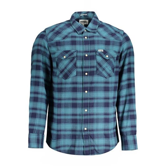 Wrangler Blaues Baumwollhemd