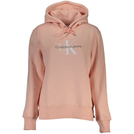 Calvin Klein Schickes rosa Fleece-Kapuzen-Sweatshirt mit Logo-Stickerei