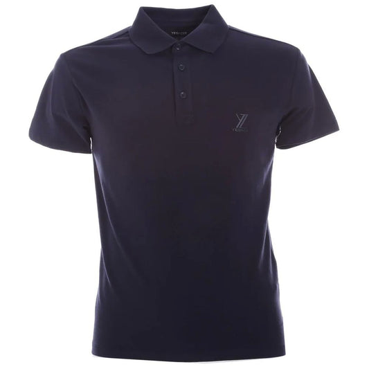 Yes Zee Blaues Baumwoll-Poloshirt