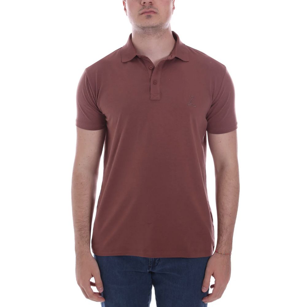 Yes Zee Braunes Baumwoll-Poloshirt