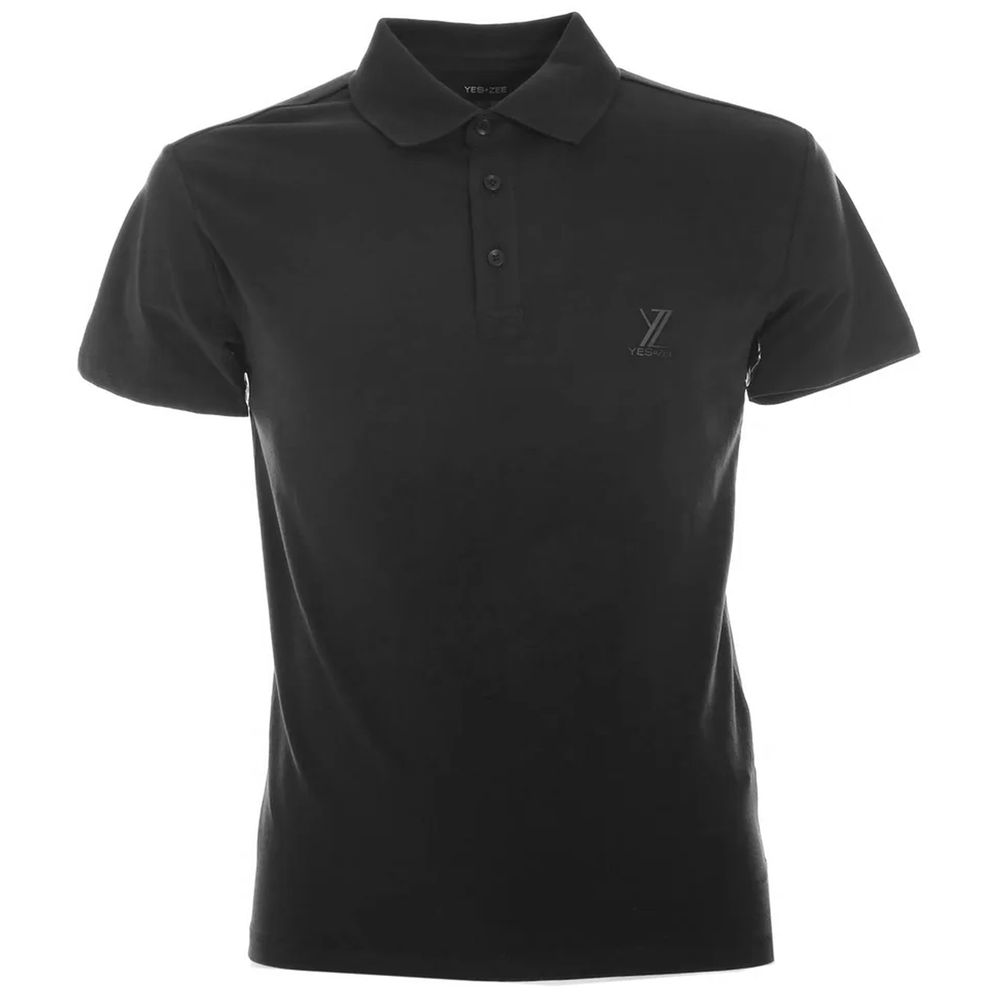 Yes Zee Schwarzes Baumwoll-Poloshirt für Männer