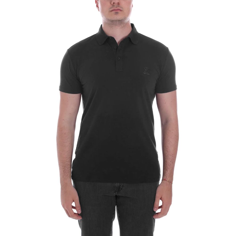 Yes Zee Schwarzes Baumwoll-Poloshirt für Männer