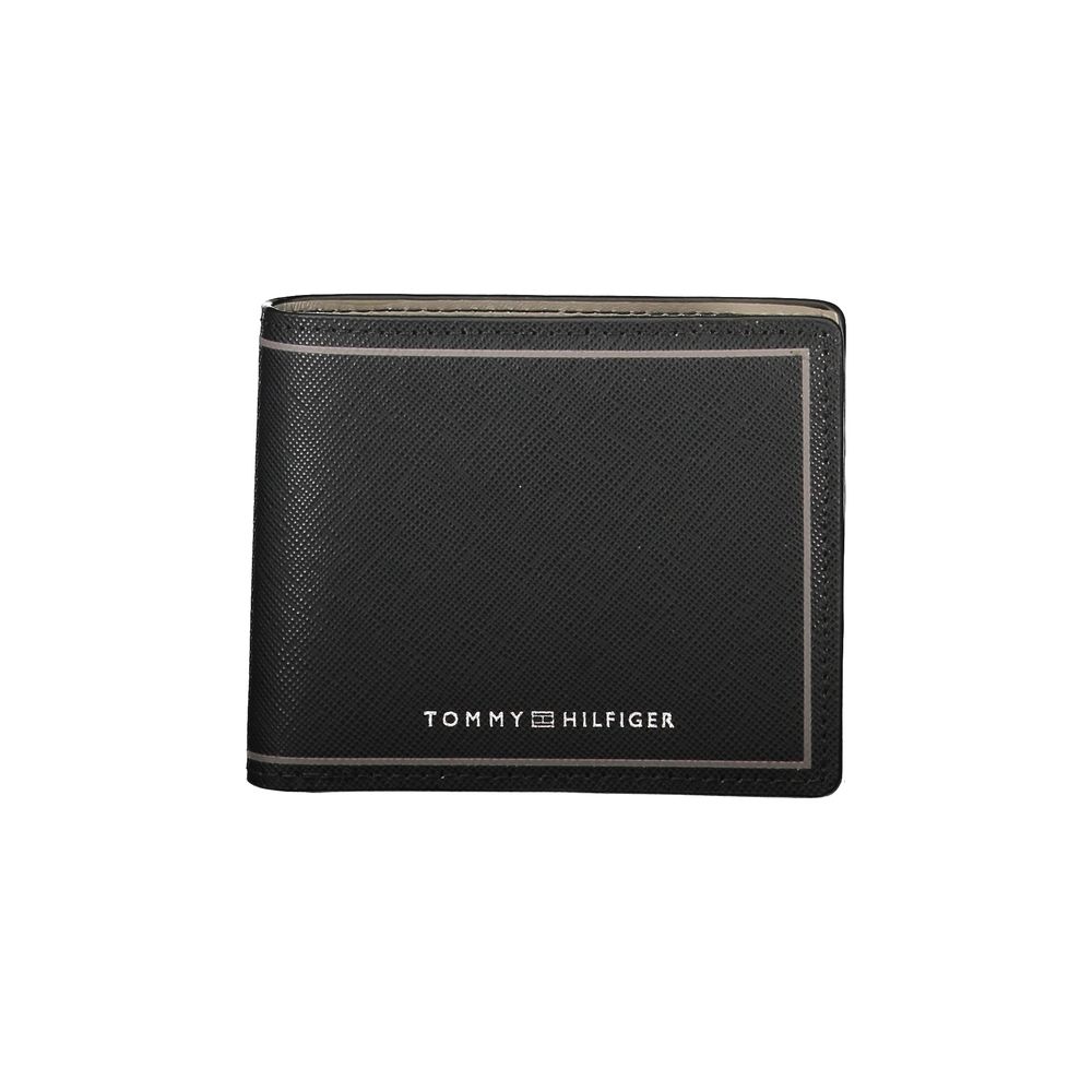 Tommy Hilfiger Schwarzes Leder Portemonnaie mit zwei Karten