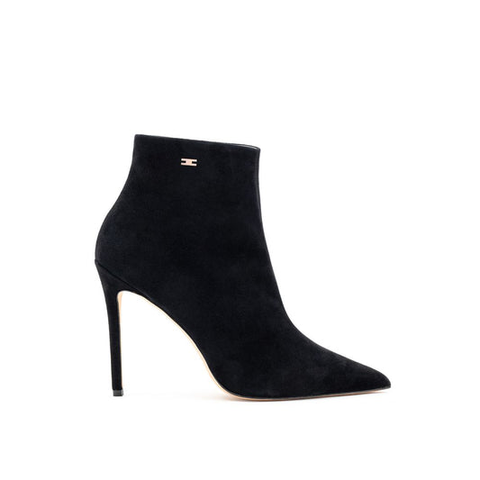 Elisabetta Franchi Black Leather Boots Scamociata