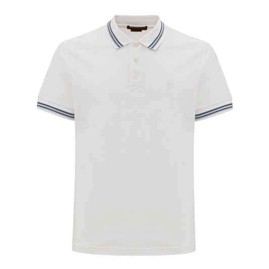 Corneliani White Cotton poolopaita