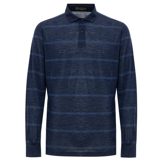 Corneliani Poloshirt aus blauer Wolle Vergine