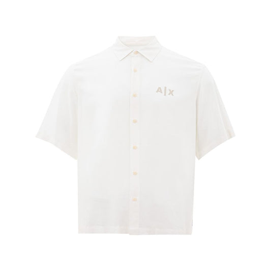 Armani Exchange Elegant White Viscose -paita miehille