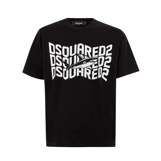 Dsquared² Glattes schwarzes T-Shirt aus Baumwolle für Männer