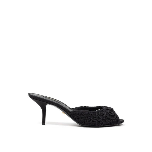 Dolce &amp; Gabbana Black Cotton Sandal