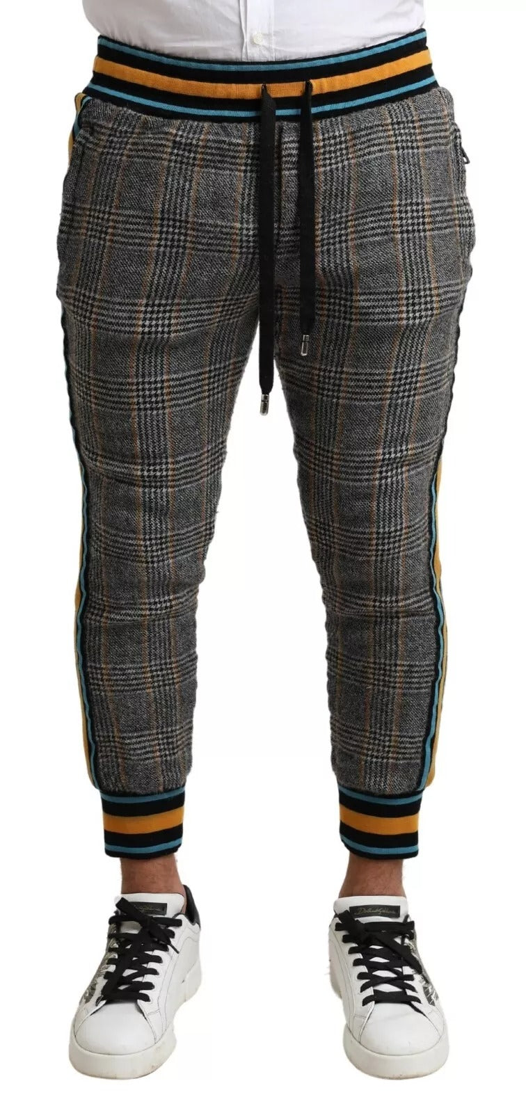 Dolce & Gabbana Multicolor Checkered Wool Men Jogger Pants