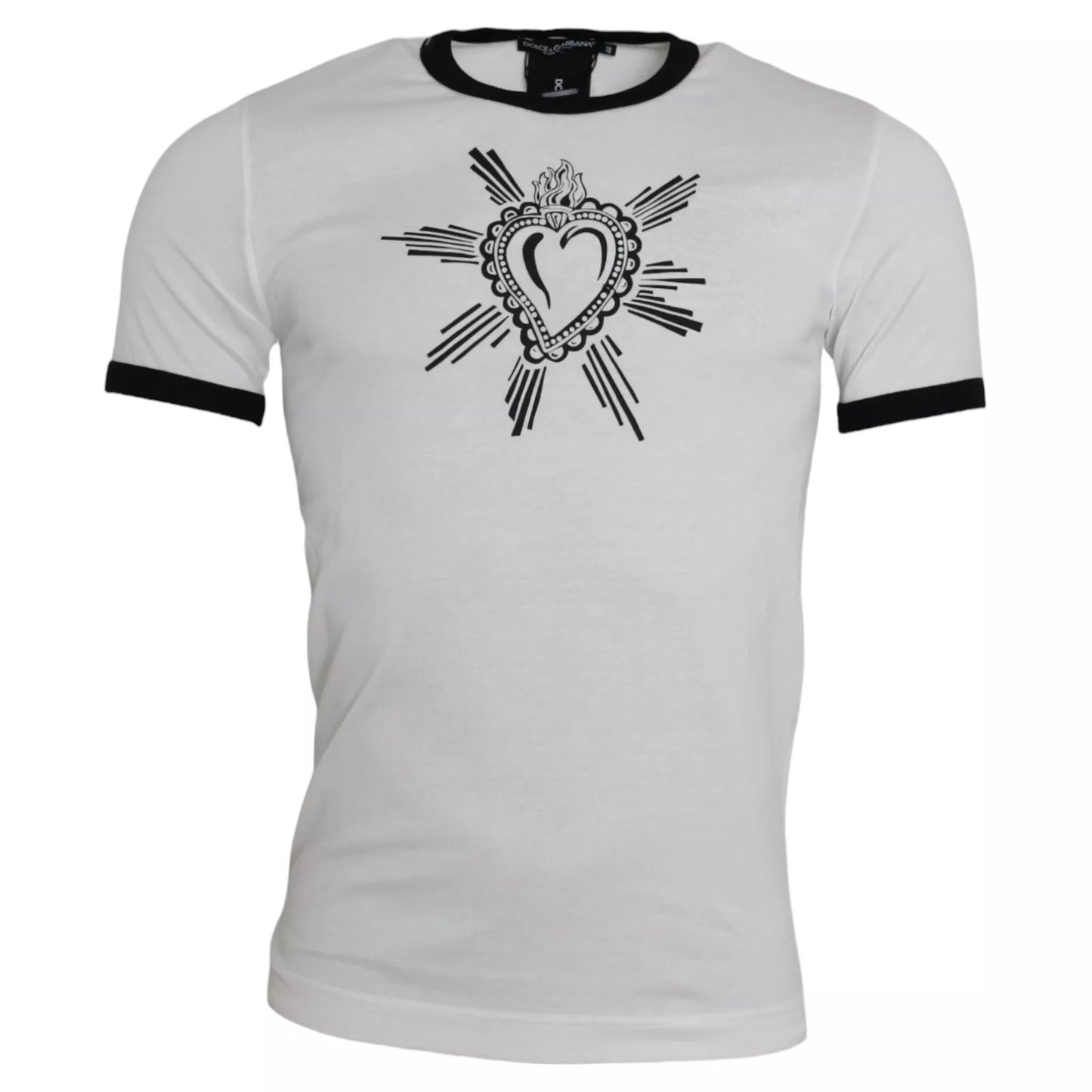 Dolce & Gabbana White Sacred Heart Short Sleeve Men T-shirt