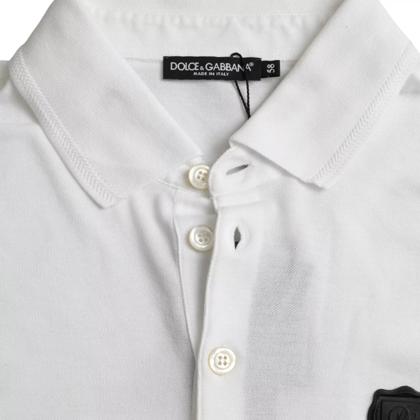 Dolce & Gabbana White Logo Collared Short Sleeve T-shirt