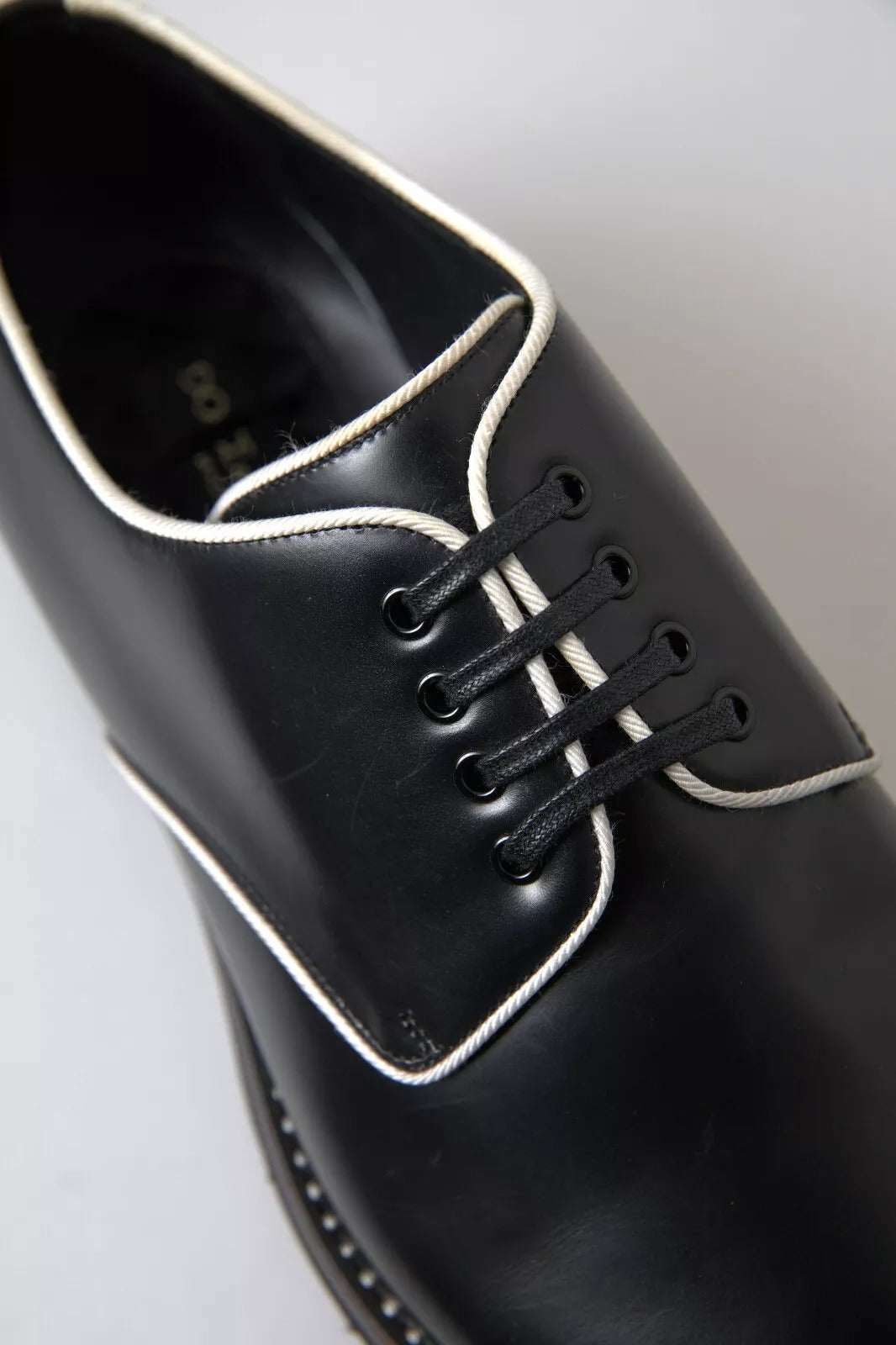 Dolce & Gabbana Black White Leather Formal Dress Shoes