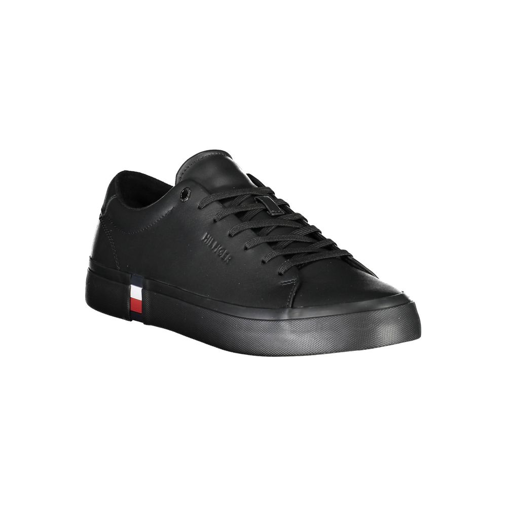 Tommy Hilfiger Schwarzes Leder Herren Sneaker