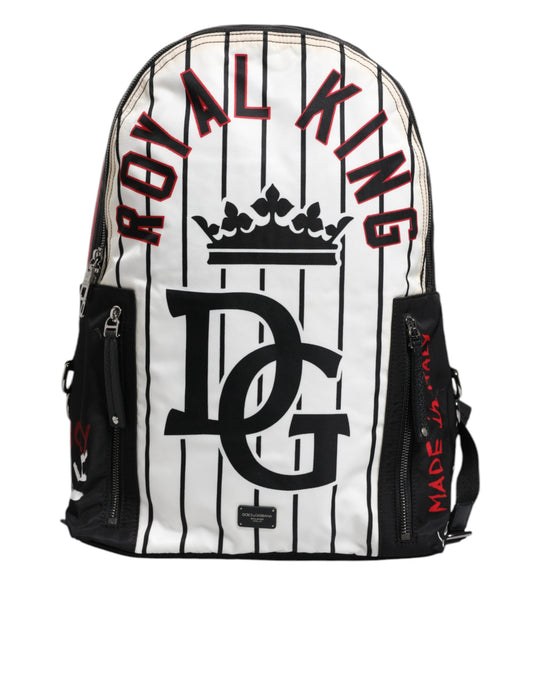 Dolce & Gabbana Schwarz Weiß Vulcano Royal King Print Männer Rucksack Tasche