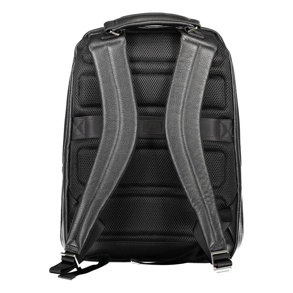 Piquadro Schwarzer Leder-Rucksack für Männer