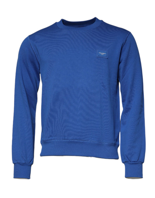 Dolce & Gabbana Pullover mit Rundhalsausschnitt und blauer Logoplakette