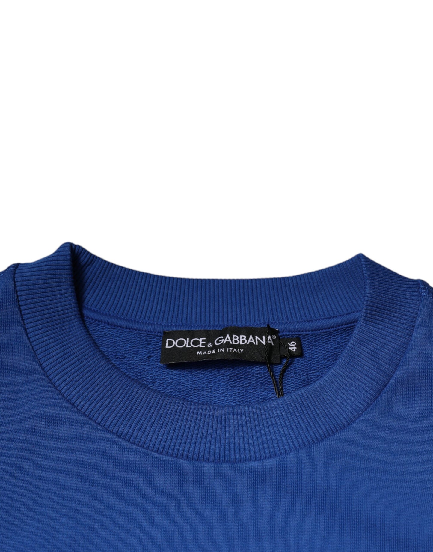 Dolce & Gabbana Pullover mit Rundhalsausschnitt und blauer Logoplakette