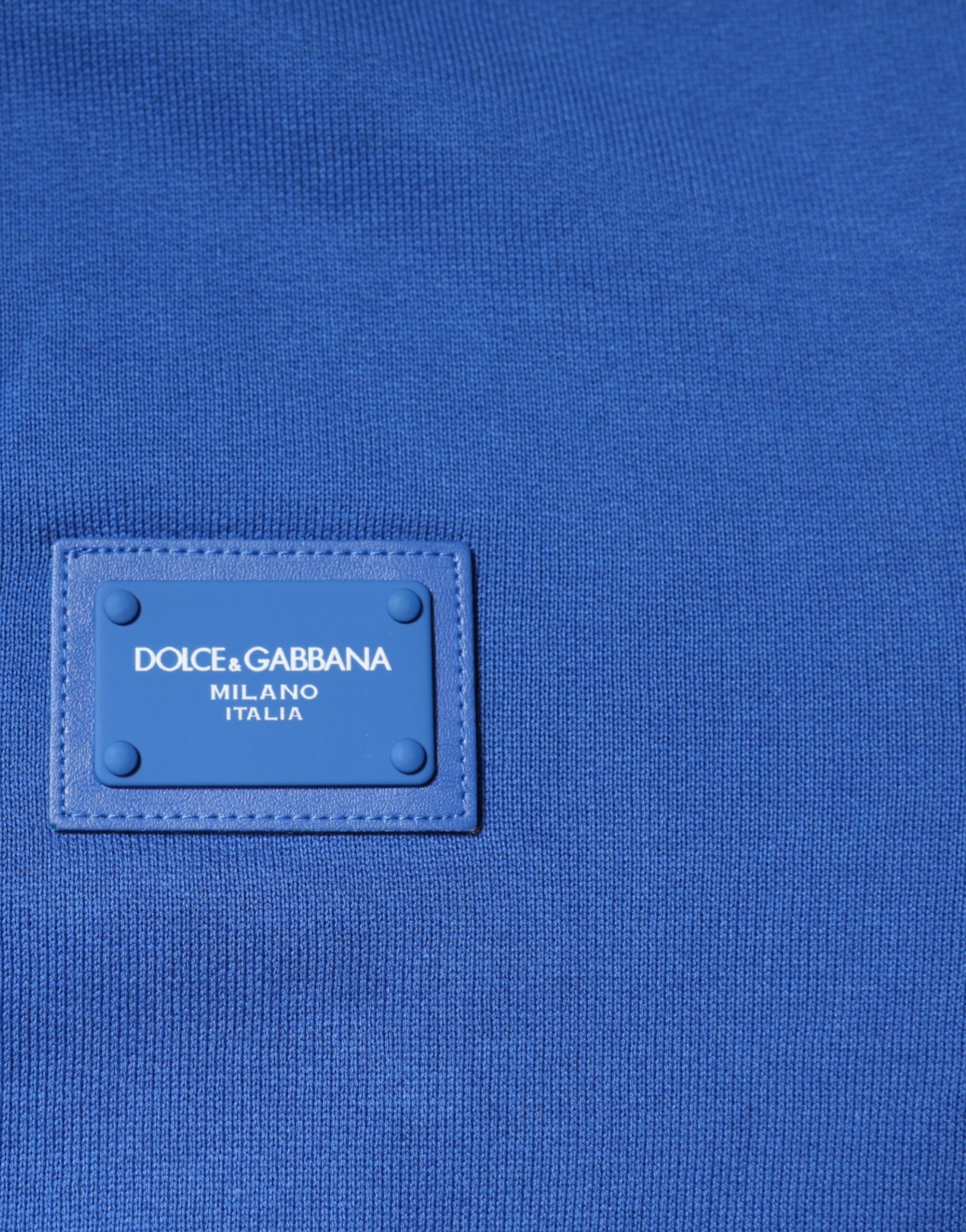 Dolce & Gabbana Pullover mit Rundhalsausschnitt und blauer Logoplakette