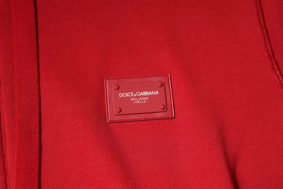 Dolce & Gabbana Rotes Logo Sweatshirt mit Kapuze und Reißverschluss Pullover