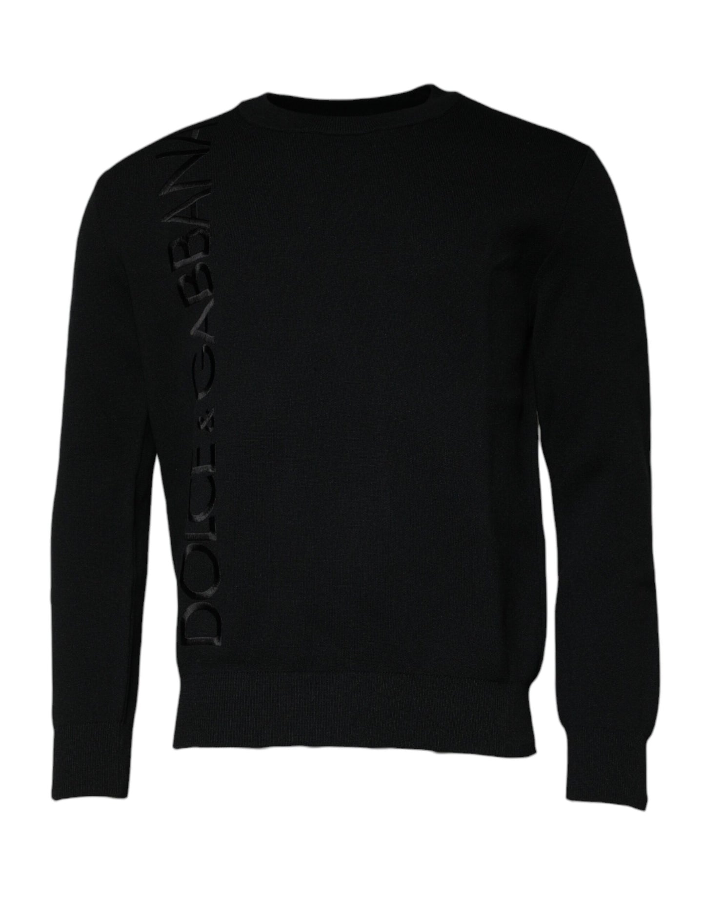 Dolce & Gabbana Schwarzer Nylon Logo Rundhalsausschnitt Pullover