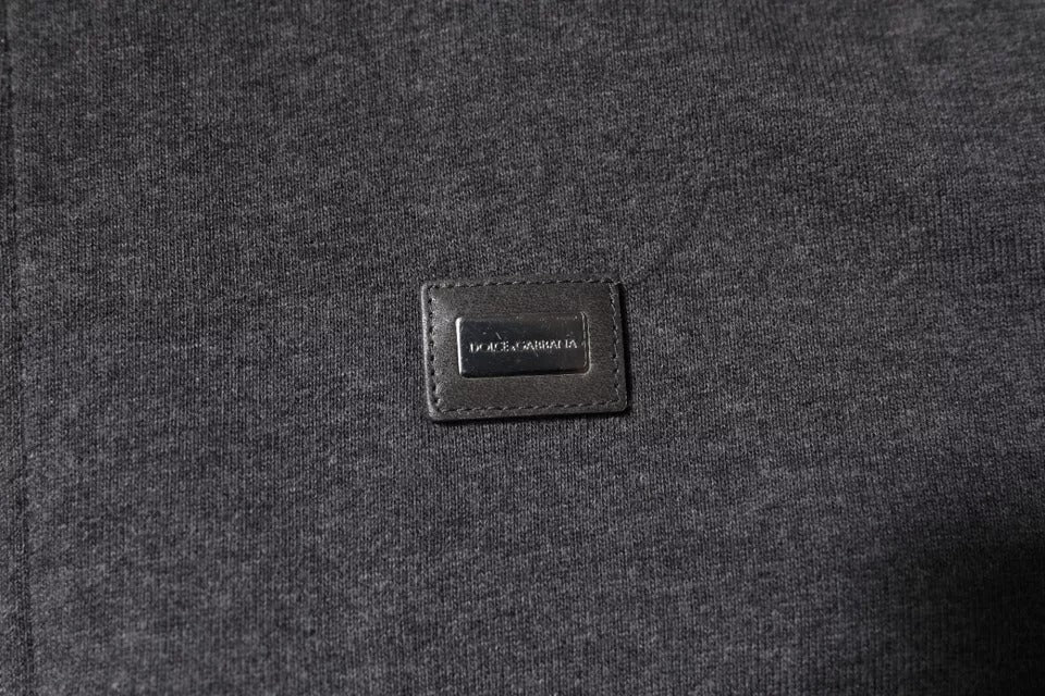 Dolce & Gabbana Graues Logo-Sweatshirt mit Kapuze und Reißverschluss