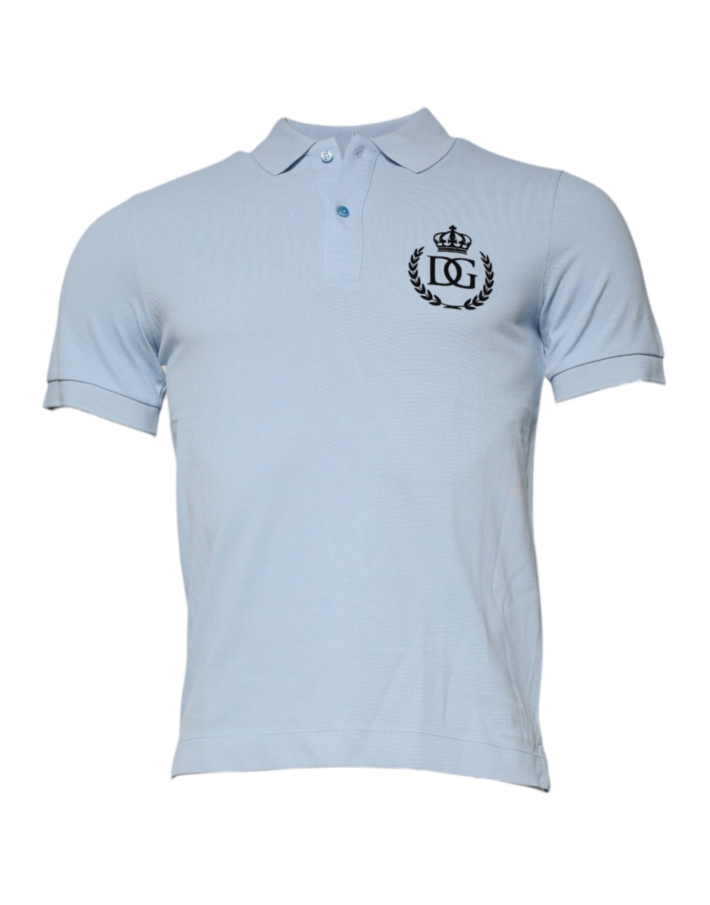 Dolce & Gabbana Blaues Baumwollkronen-Polo-T-Shirt mit Kragen