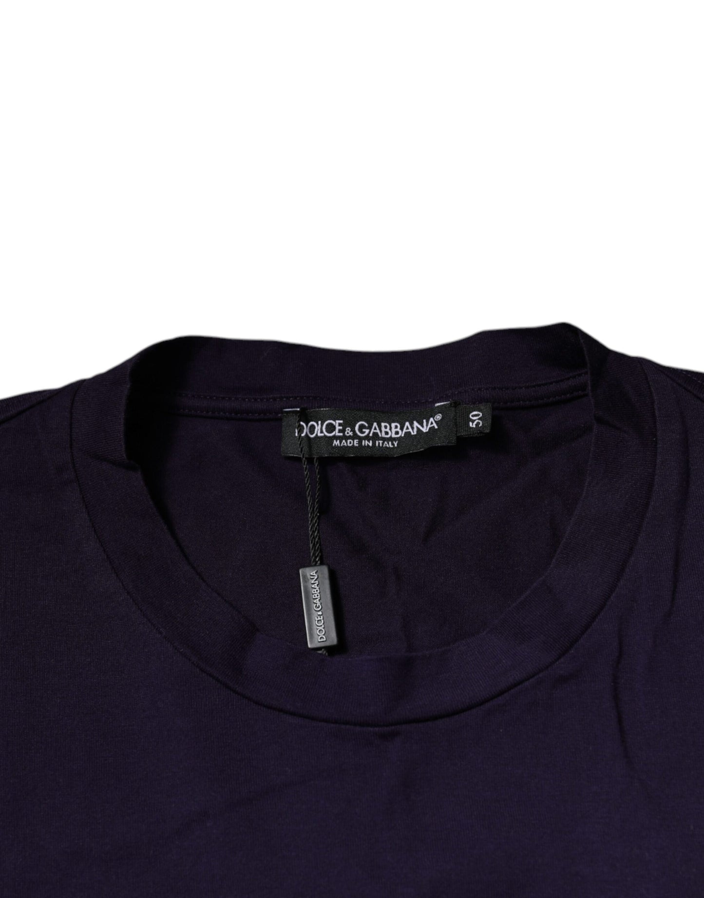 Dolce & Gabbana Lila DG Logo Baumwoll-T-Shirt mit Rundhalsausschnitt