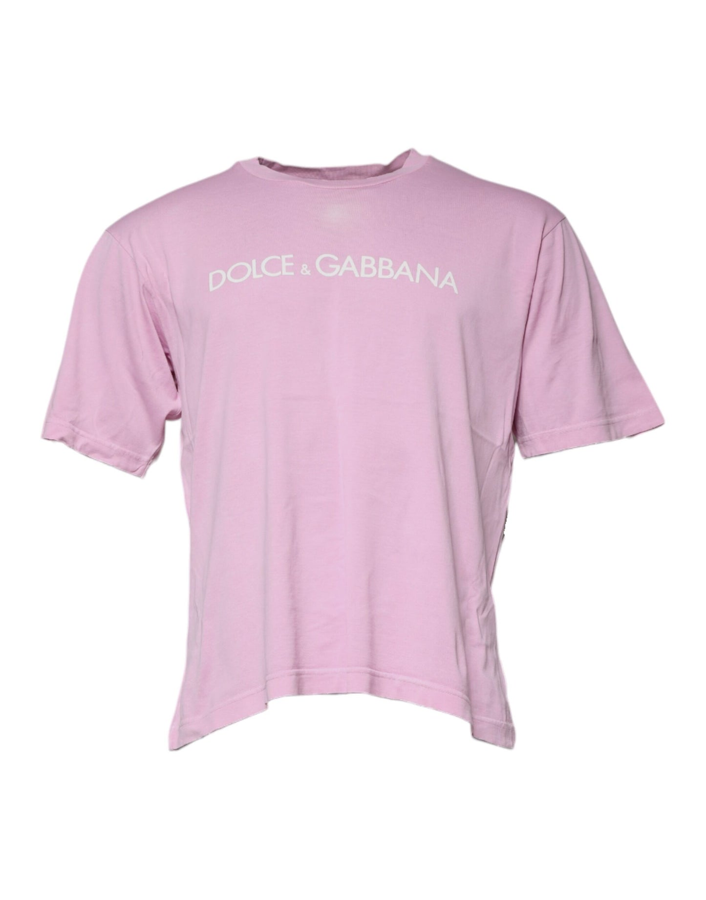 Dolce & Gabbana Rosa T-Shirt mit Rundhalsausschnitt und Logodruck aus Baumwolle