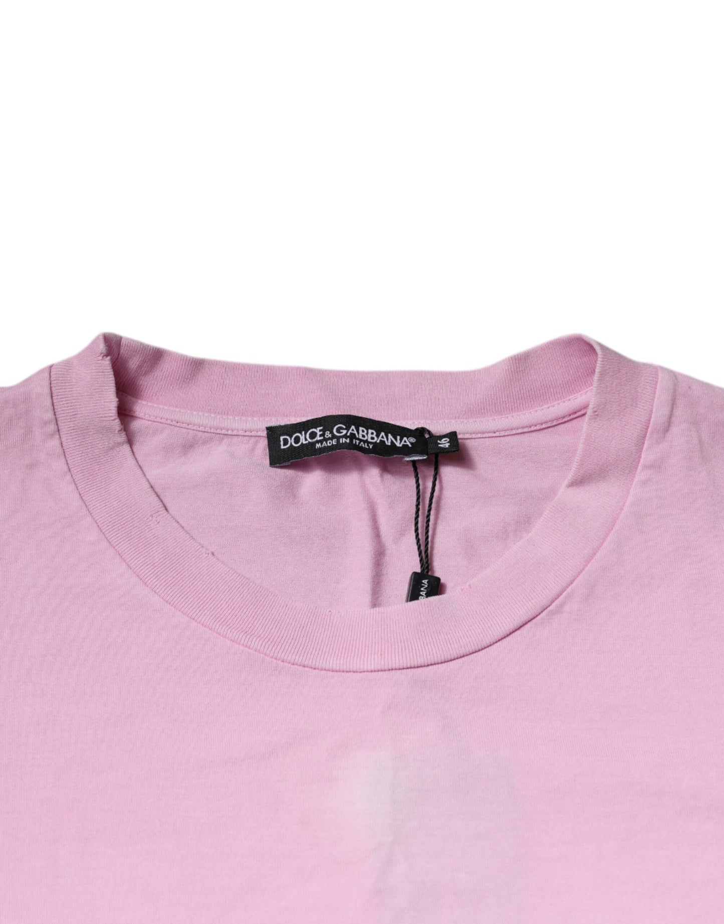 Dolce & Gabbana Rosa T-Shirt mit Rundhalsausschnitt und Logodruck aus Baumwolle