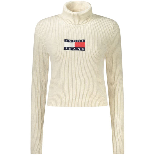 Tommy Hilfiger Beige Polyester Damen Pullover Rollkragenpullover