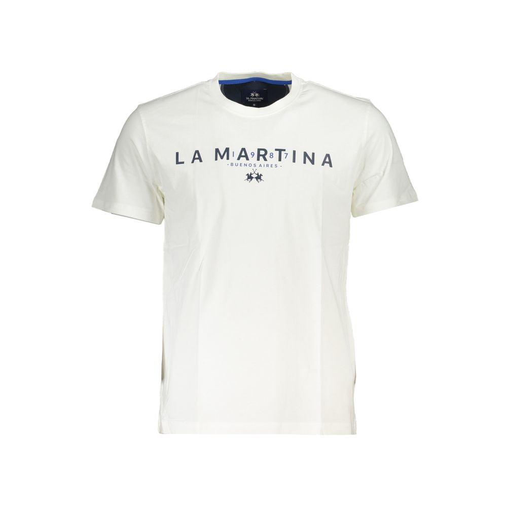 La Martina Schickes weißes T-Shirt mit Rundhalsausschnitt und Logoaufdruck