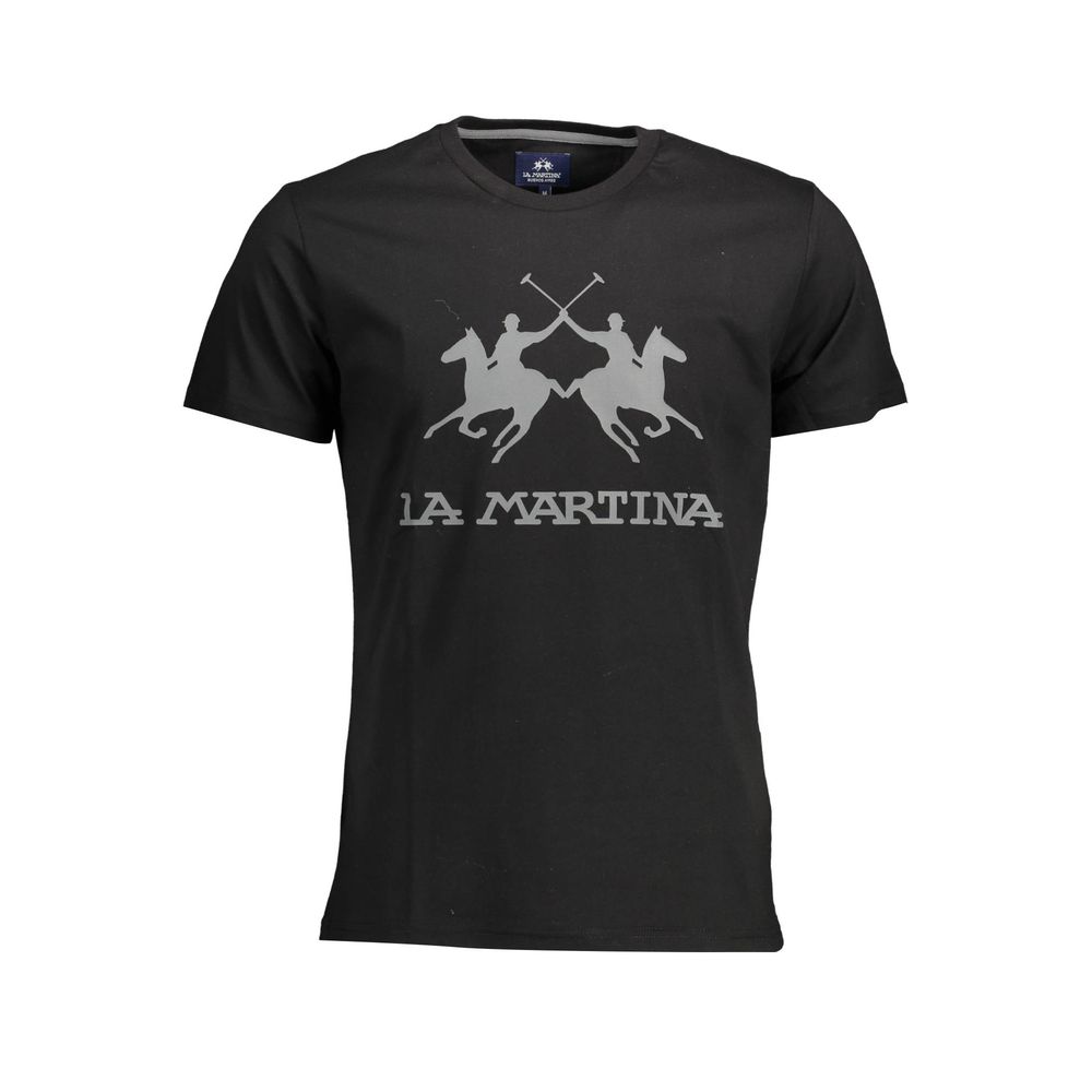 La Martina Schwarzes Baumwolle Männer T-Shirt