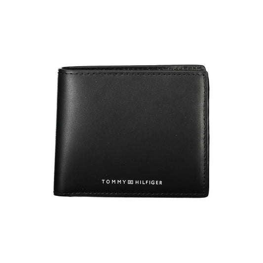 Tommy Hilfiger Elegantes schwarzes Leder Portemonnaie für Männer