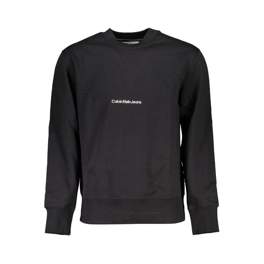 Calvin Klein Schlankes schwarzes Fleece-Sweatshirt mit Rundhalsausschnitt