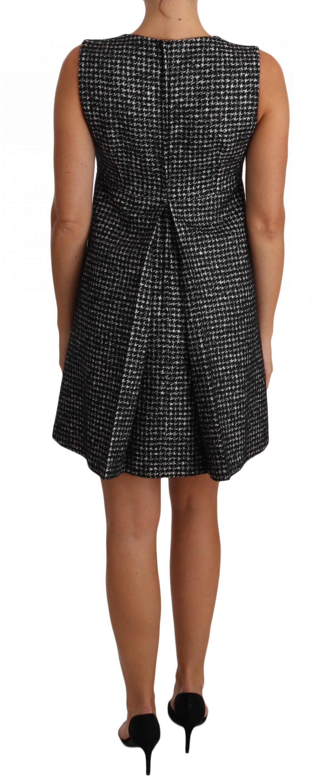 Dolce &amp; Gabbana houndstooth shift dress with floral appliqués