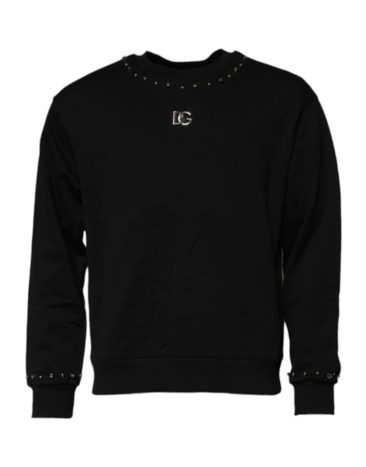 Dolce & Gabbana Schwarzer Logo-Nieten-Pullover Sweatshirt Pullover