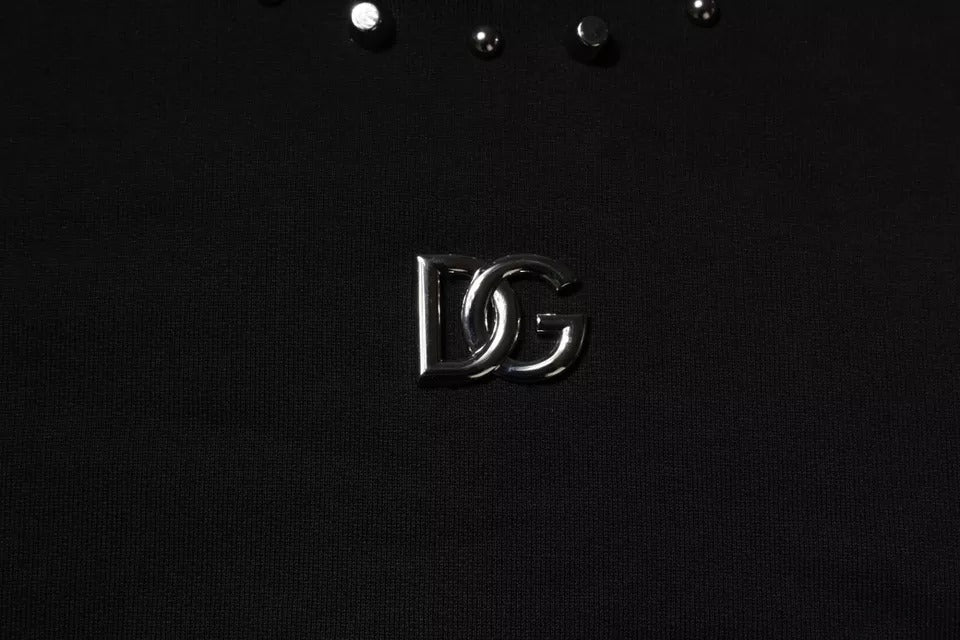 Dolce & Gabbana Schwarzer Logo-Nieten-Pullover Sweatshirt Pullover