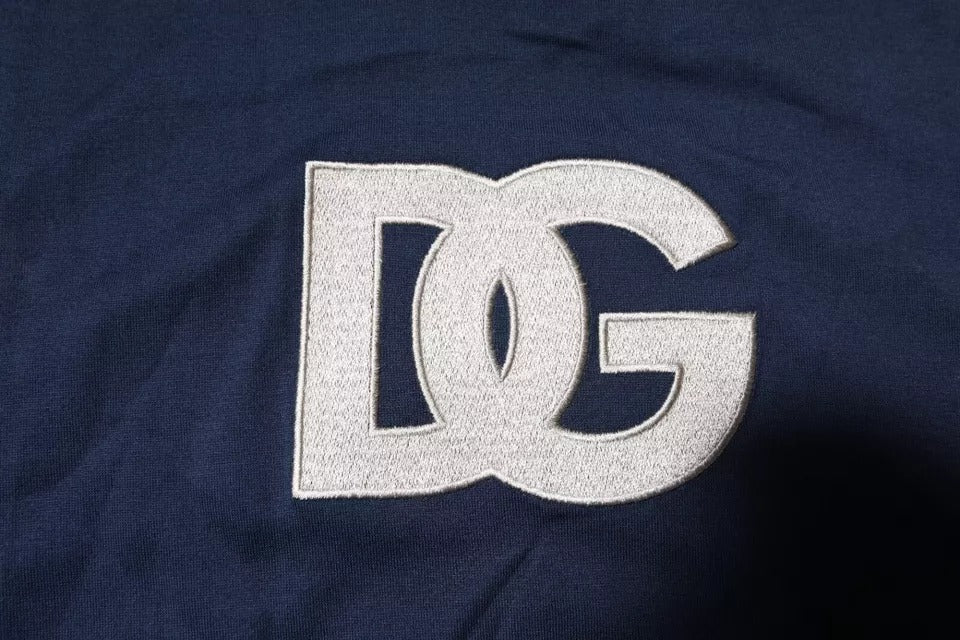 Dolce & Gabbana Blauer Logo-Rundhals-Pullover mit Blumenmuster