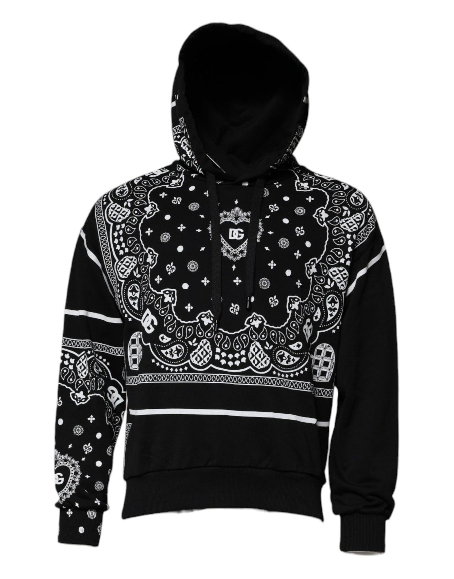 Dolce & Gabbana Schwarzes Bandana Kapuzen-Sweatshirt für Männer Pullover