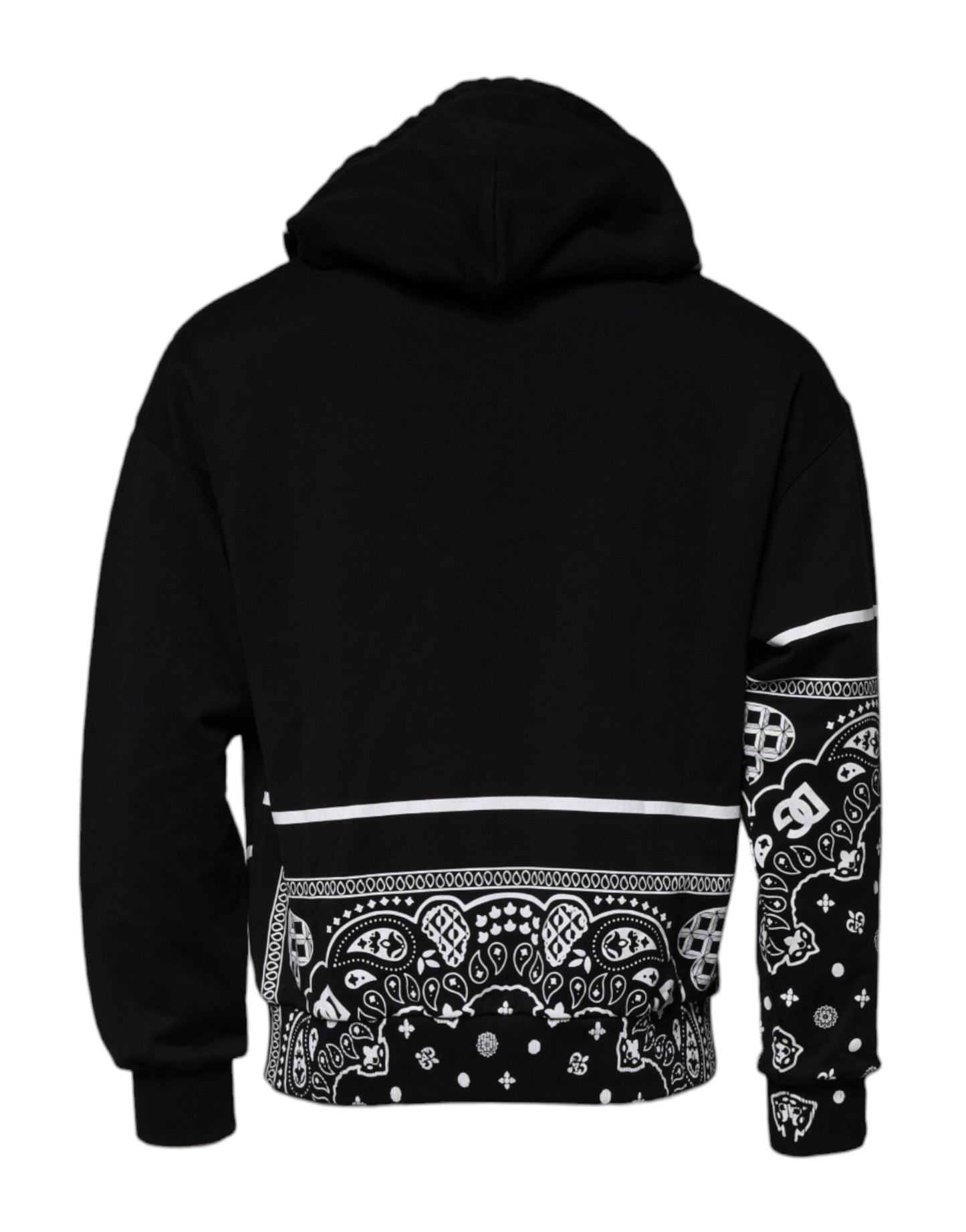 Dolce & Gabbana Schwarzes Bandana Kapuzen-Sweatshirt für Männer Pullover